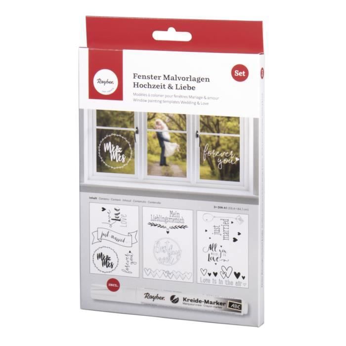 Kit de décoration - RAYHER - 3 modèles + 1 marqueur craie - Effaçable - Mixte - Adulte