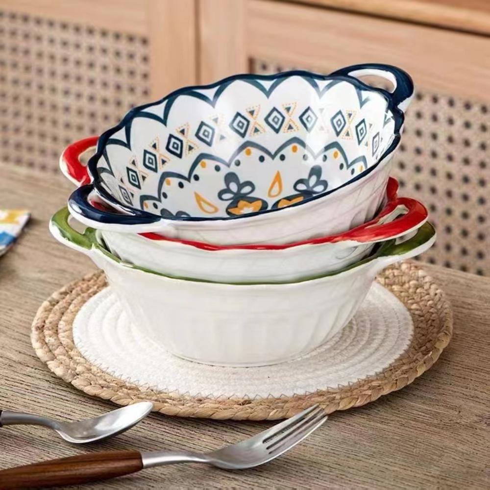 Прекрасная керамическая суповая миска большого объема с ручкой. Подходит для салатов, фруктов, пасты, десертов и т.д. Подходит для духовки.