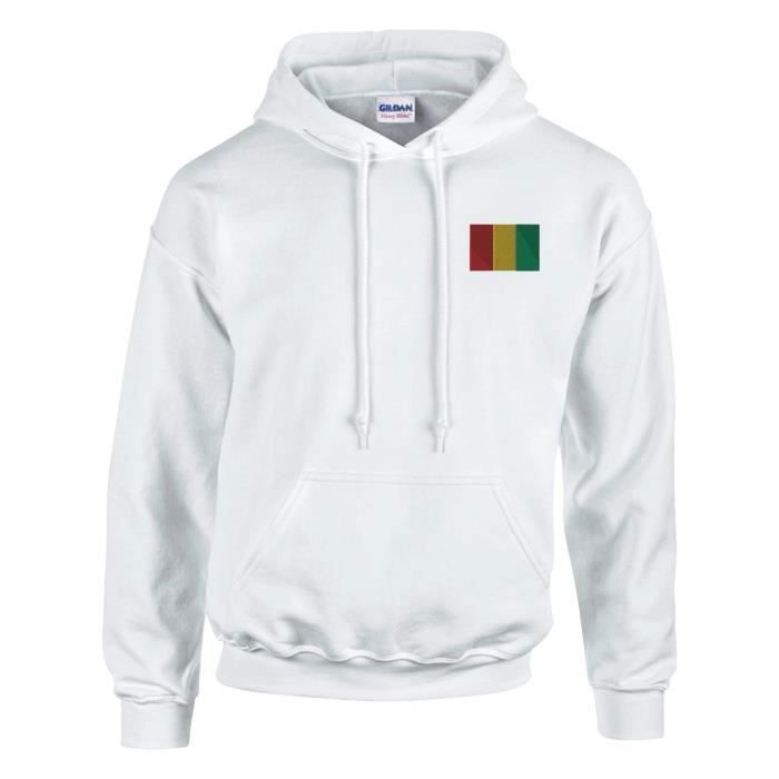 Sweat à capuche - PIXELFORMA - Drapeau de la Guinée - Белый - Длинные маншки - Col capuche