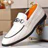 Luxury Men Leather Shoes White Horsebit Loafers Slip On Formal Men Dress Shoes Wedding Office Casual Lazy Shoes For Men Men Shoe