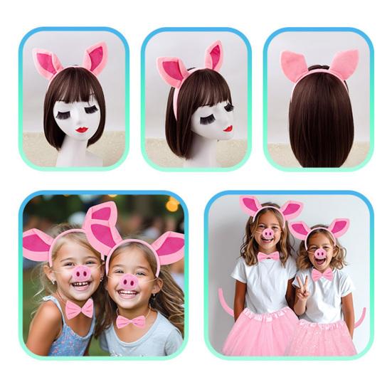 5 шт./компл. для девочек, повязка на голову с украшением в виде свиных ушек, галстук-бантик, свиной нос, сетчатая пряжа, юбка, комплект для косплея на Хэллоуин