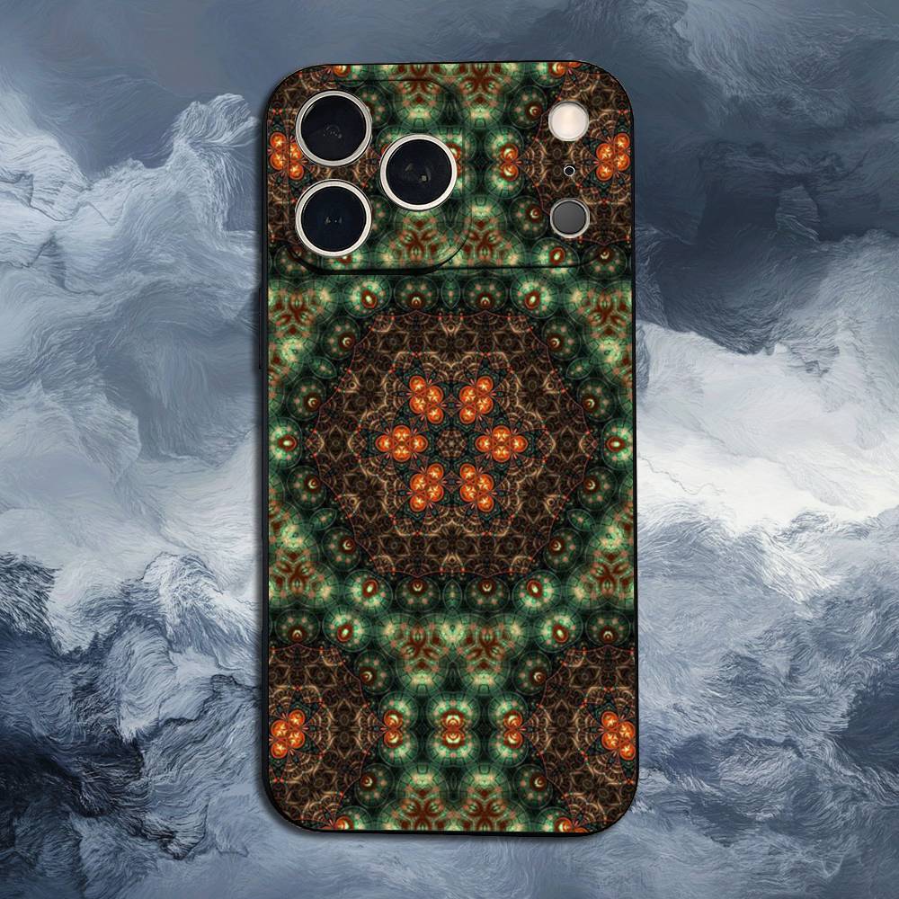 Чехол с ярким узором мандала для iPhone 12, 14, 15, 16, 17, 13, 11, X, Mini, Plus, Pro Max, 8, 7, XR, SE, XS, Мягкий силикон, Черный