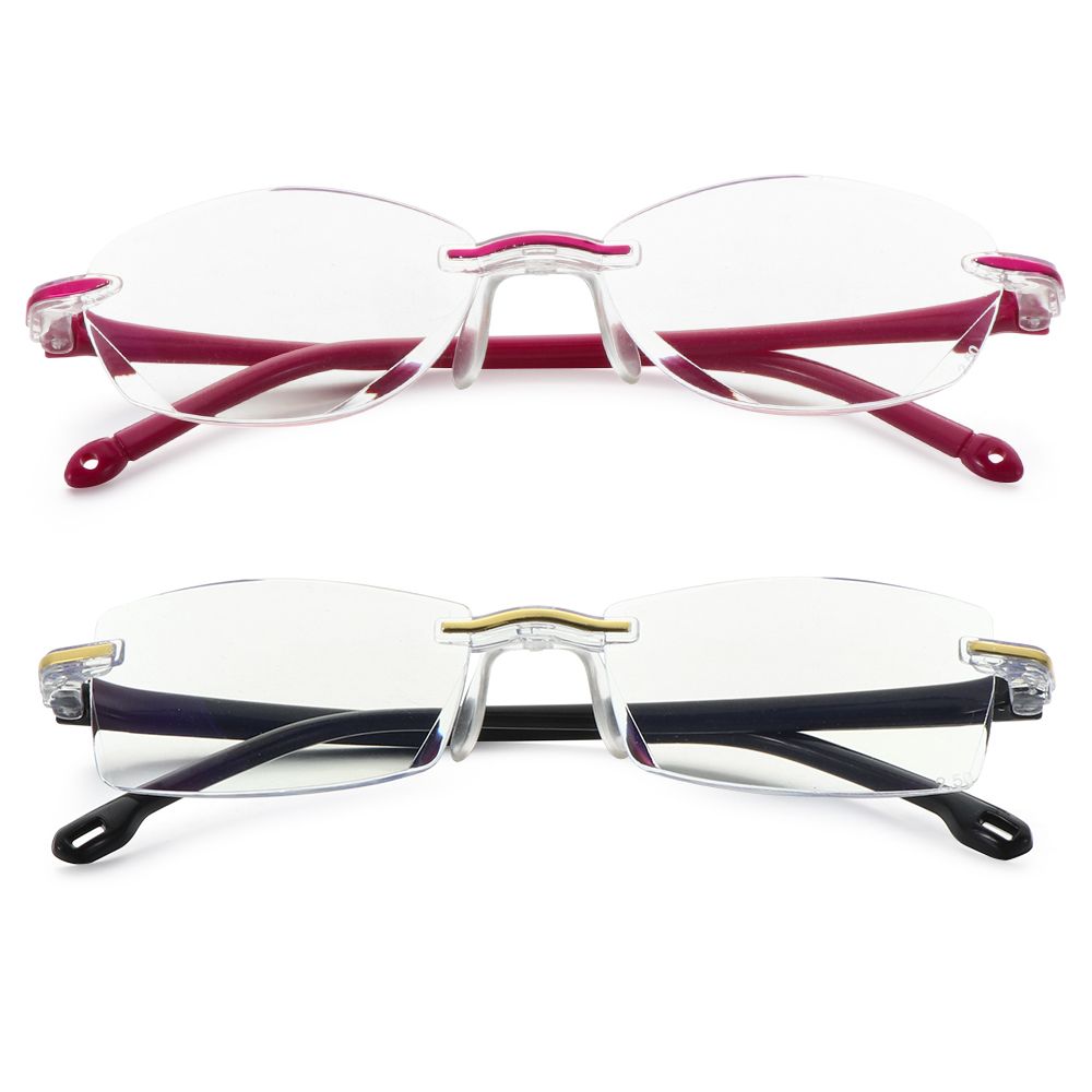 Readers Glasses Presbyopia Eyeglasses Rimless Reading Glasses Diamond Cutting Blue Light Blocking