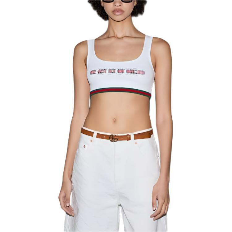 GUCCI Web Detailed Ribbed Crop Top Women's 789098-XJGK1-9074
