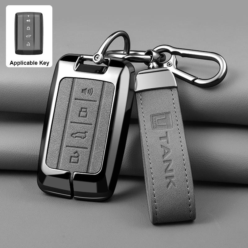 Zinc Alloy leather Car Key Case Cover Shell Fob for GWM Tank 300 500 Protective Remote Key Bag Keychain Car Interior Accessories