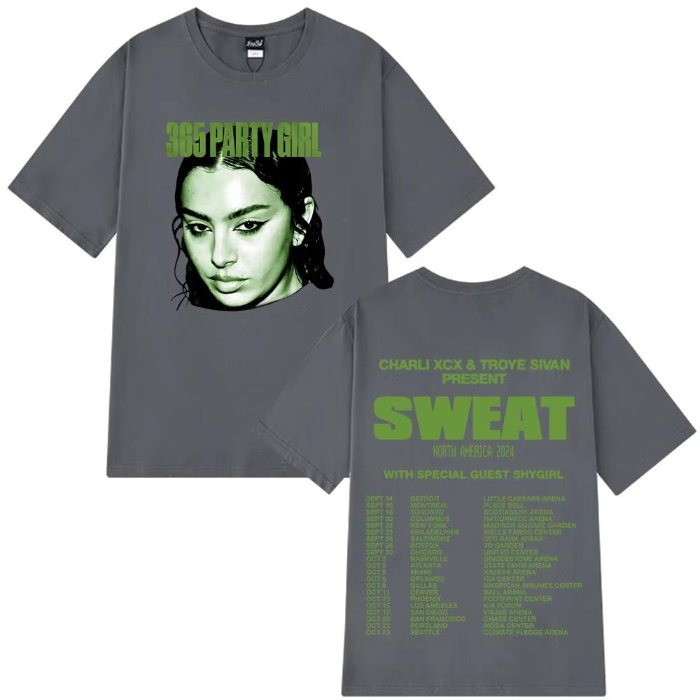 2026 Charli Xcx Brat Tour 365 Party Girl Футболка Готическая Мода Хип-хоп Футболки Унисекс Женская Хлопковая Футболка Уличная одежда