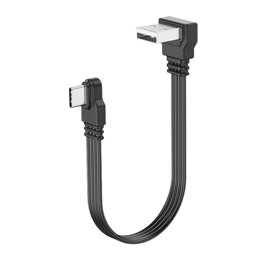 Кабель передачи данных USB 2.0 - Type C, 2 А, быстрая зарядка, скорость передачи данных 480 Мбит/с, плоский провод, колено 90 градусов для планшетов и телефонов
