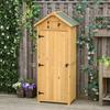 Garden Shed Vertical Utility 3 Shelves Shed Wood Outdoor Garden Tool Storage Unit Storage Cabinet, 77 x 54.2 x 179cm - Brown