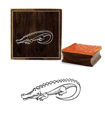 Квадратная деревянная резиновая печать с крокодиловым узором Printtoo Scrap-booking Craft Stamps-2 x 2