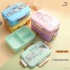 Bento Lunch Box for Kids Girls Cartoon Students Kawaii Cute Dinosaur Heated 3 Grid Sandwich Snack Food Box Special Canteen
