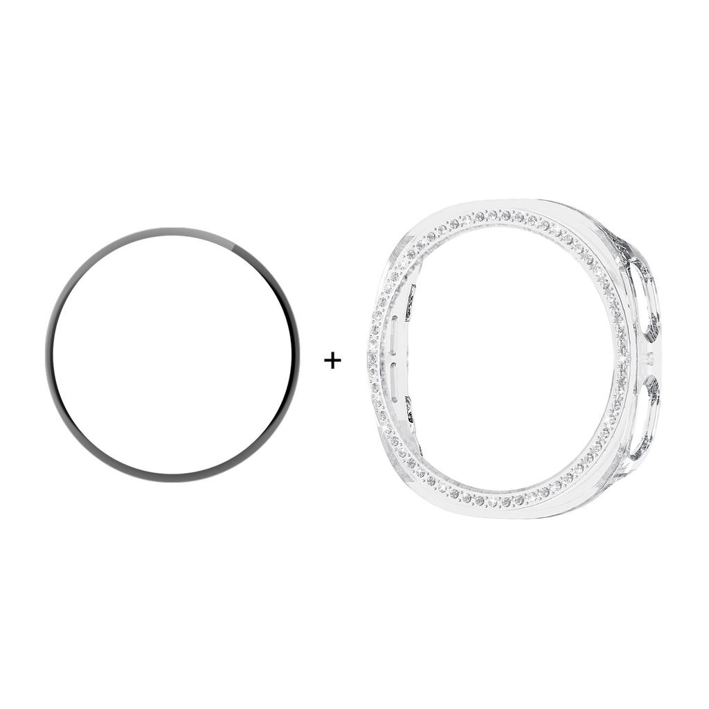 ENKAY HAT PRINCE For Samsung Galaxy Watch8 40mm Case with PMMA Screen Film Rhinestone Decor PC Watch Cover