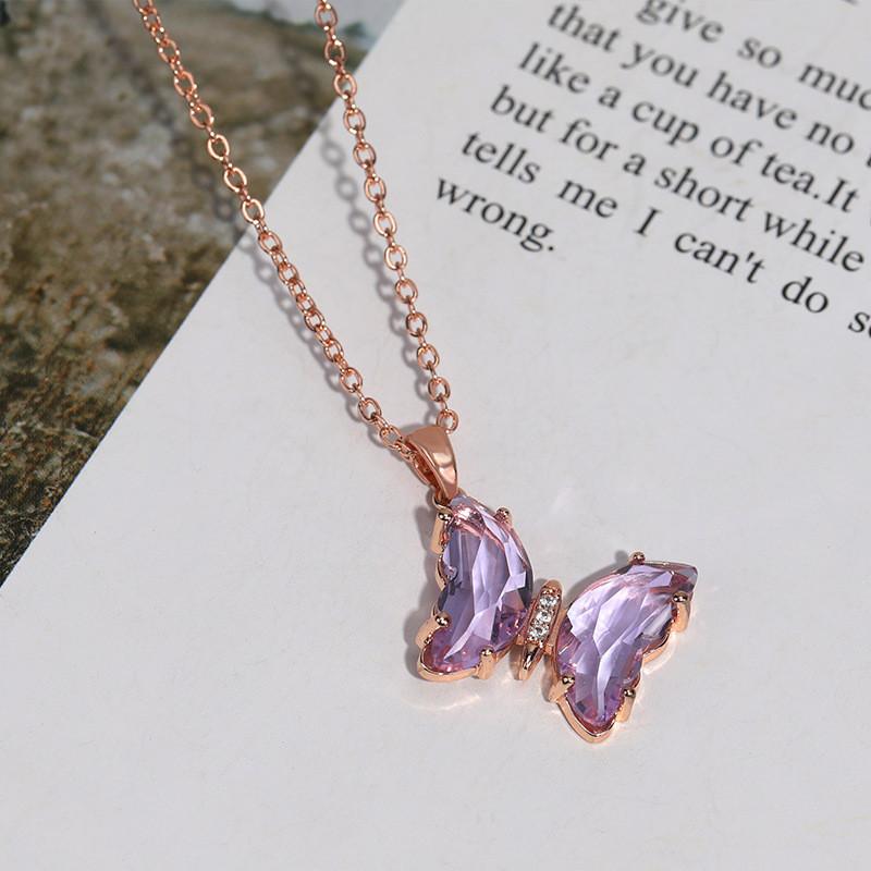 Красивое колье-чокер из титановой стали с кристаллами в виде бабочки для женщин, шикарный и модный дизайн