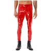 Mens Two Way Zipper Pants Wet Look Patent Leather Skinny Fit Clubwear
