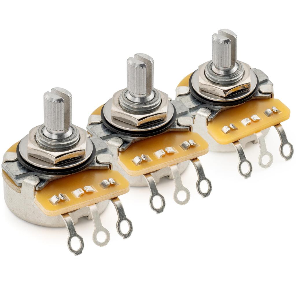 CTS 450 A250Kx2+B250K Potentiometers, Short Split Shaft 14" 10% AB Curve, for Electric Guitar and Bass (Set of 2)