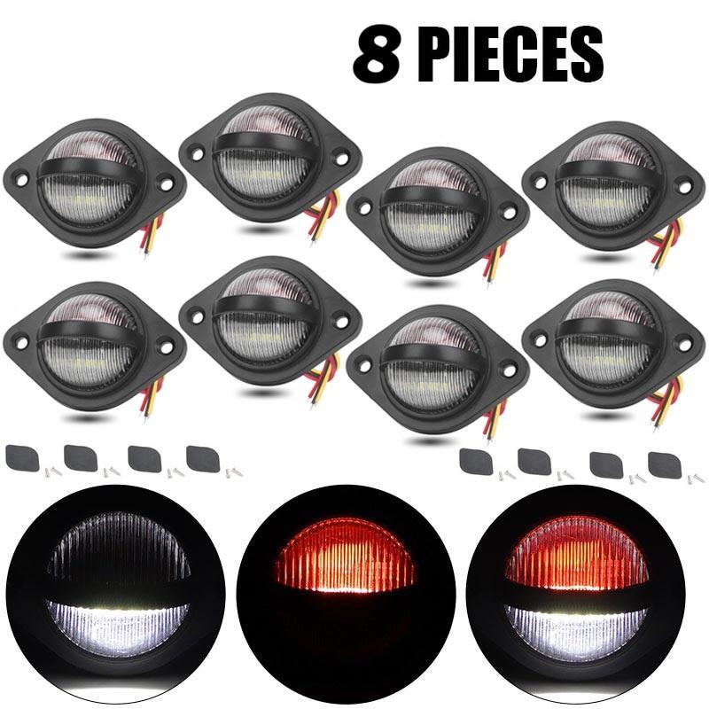 12V 24V LED Half-circle License Plate Light White Red Rear Driving Number Plate Lamp for Truck Trailer ATV Lorry Car Bus Van RV