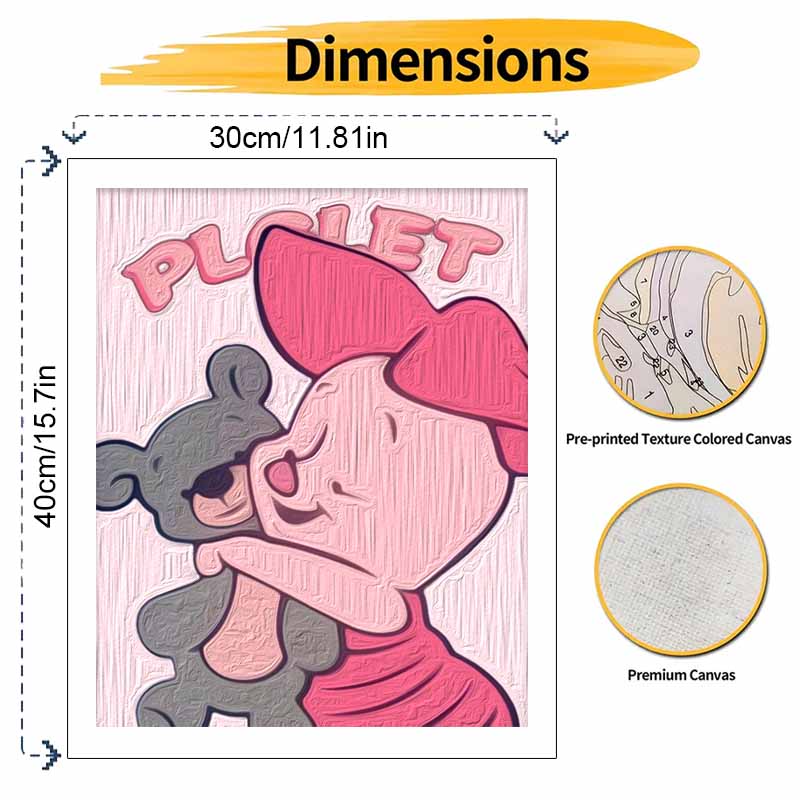 Disney oil painting Piglet and Eeyore handmade diy art painting home decoration