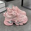 Модные женские дышащие кожаные кроссовки на толстой подошве, модные каблуки 8 см, высокая платформа, уличная спортивная обувь, папины кроссовки, белые массивные туфли