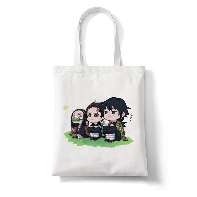 Demon Slayer Japan Anime Kimetsu No Yaiba Kamado Tanjirou Handbags Shoulder Bag Shopping Handbag High Capacity Women Canvas Bag