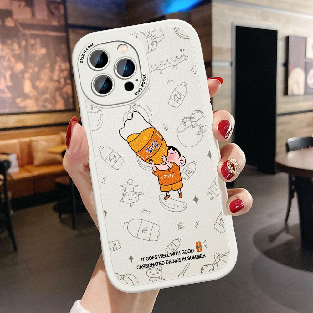 Slim Creative Cartoon Crayon Shin-chan Leather Back Casing PU Leather Cover Phone Case for OPPO Reno Realme OnePlus