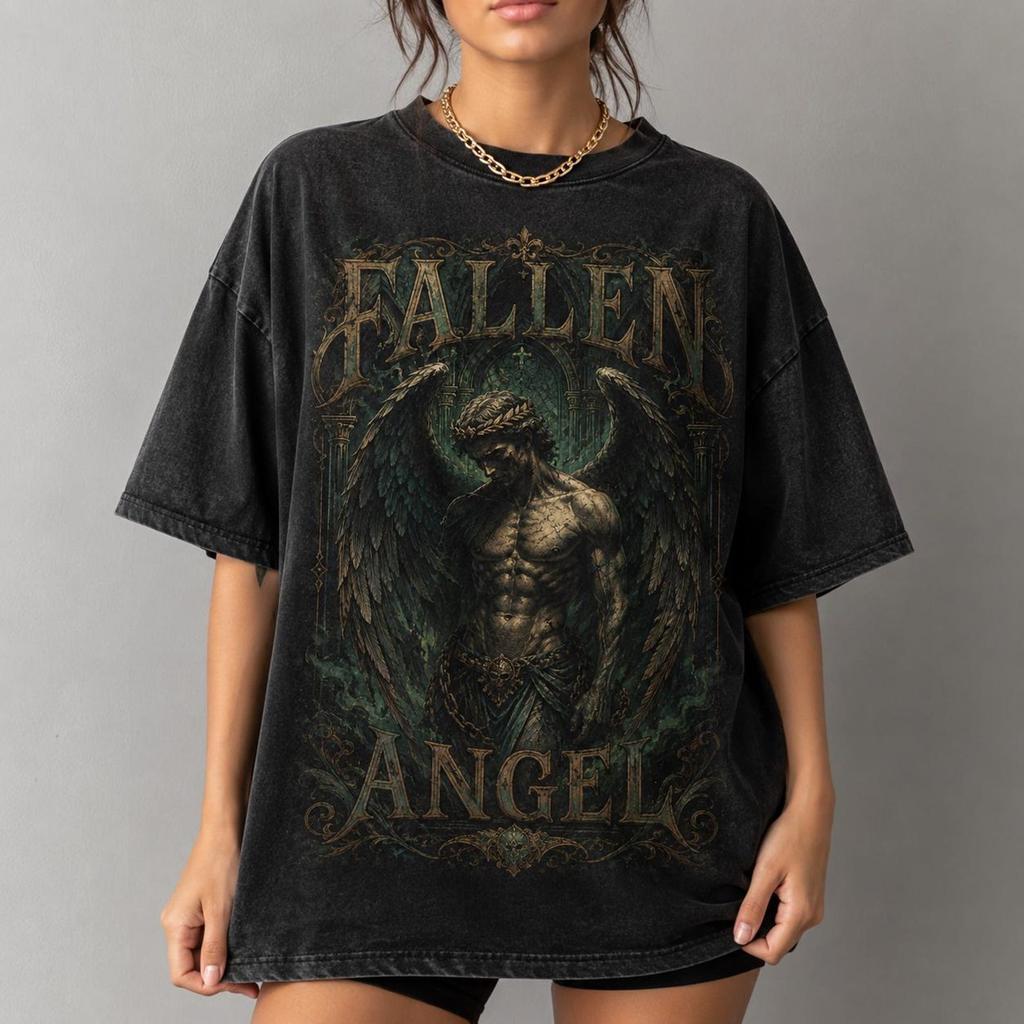Fallen Angel Comfort Colors Tee, Dark Gothic Fantasy Graphic T-Shirt, Vintage Angel Shirt