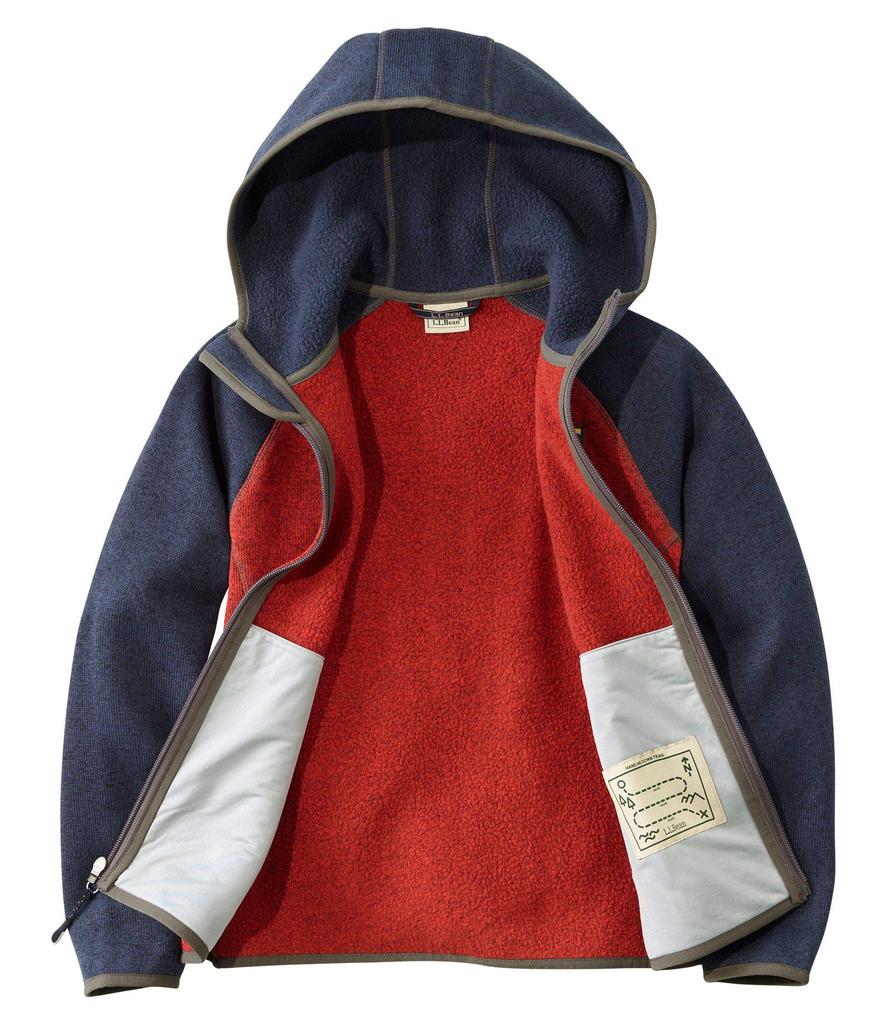 Hooded Fleece Color Big Size Bright 1000058063 L.L.Bean Kids' Sweater, Block, Kids, L, Navy/Cayenne Multicolor,