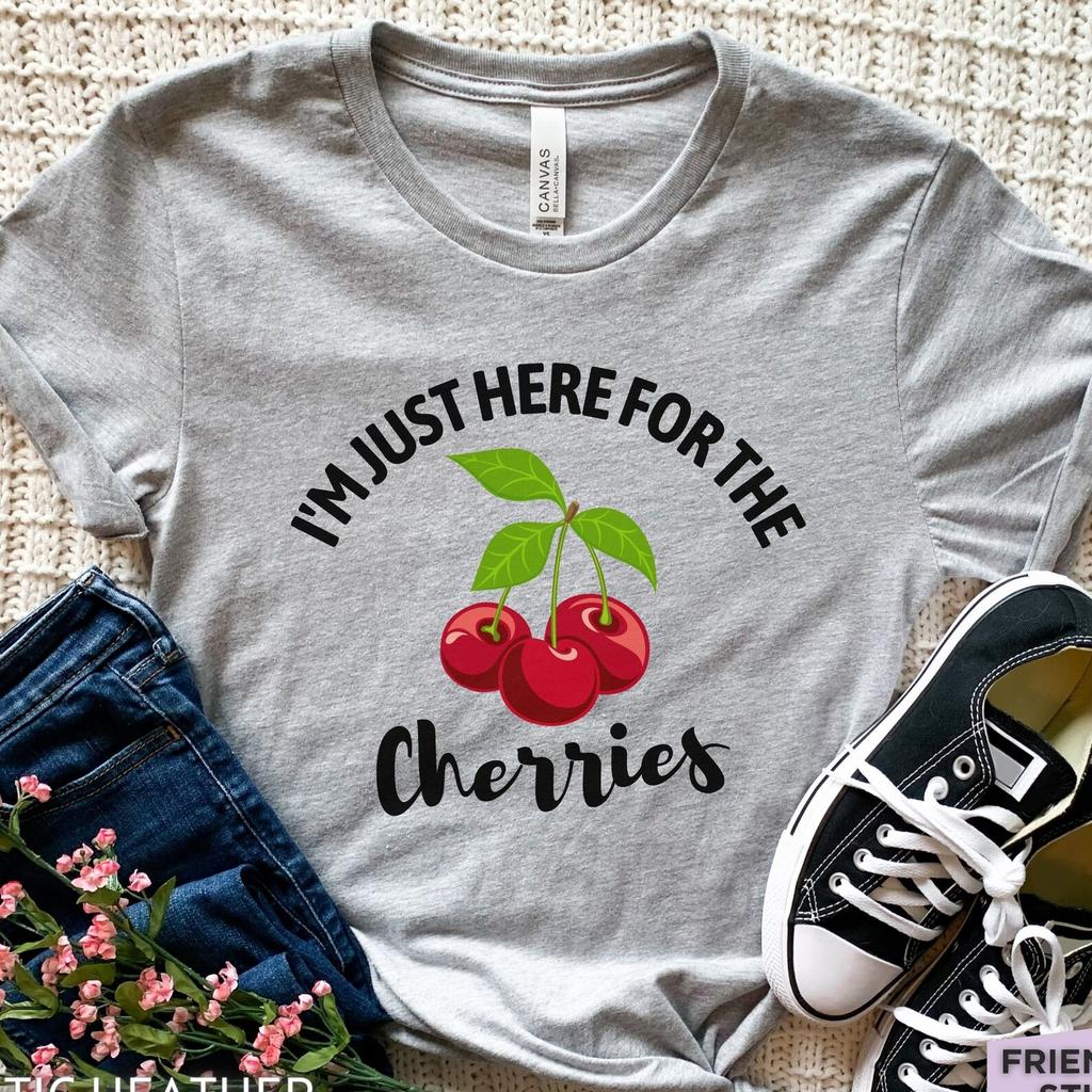 Funny Cherry T-Shirt, I'm Just Here For The Cherries Graphic Tee