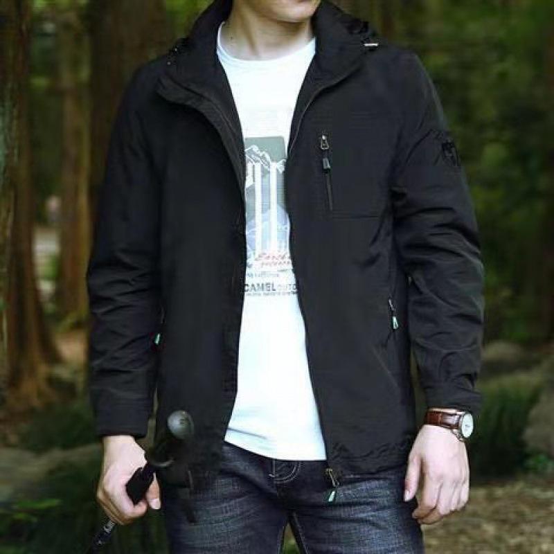 Куртка мужская с капюшоном, весенне-осенняя куртка, новая тонкая куртка большого размера, мужская повседневная ветровка с несколькими карманами