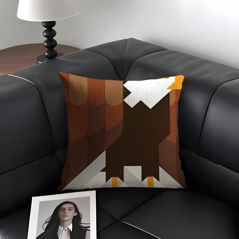 Simple Animal Anime Art Cushion Cover Natural Linen Organic Fabric DoubleSided Printing Sofa Home Decor Gift Pillow Case