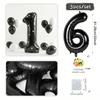 32 inch black digital balloon set 0-9 with colored felt ball decoration for decorating birthday parties and anniversaries