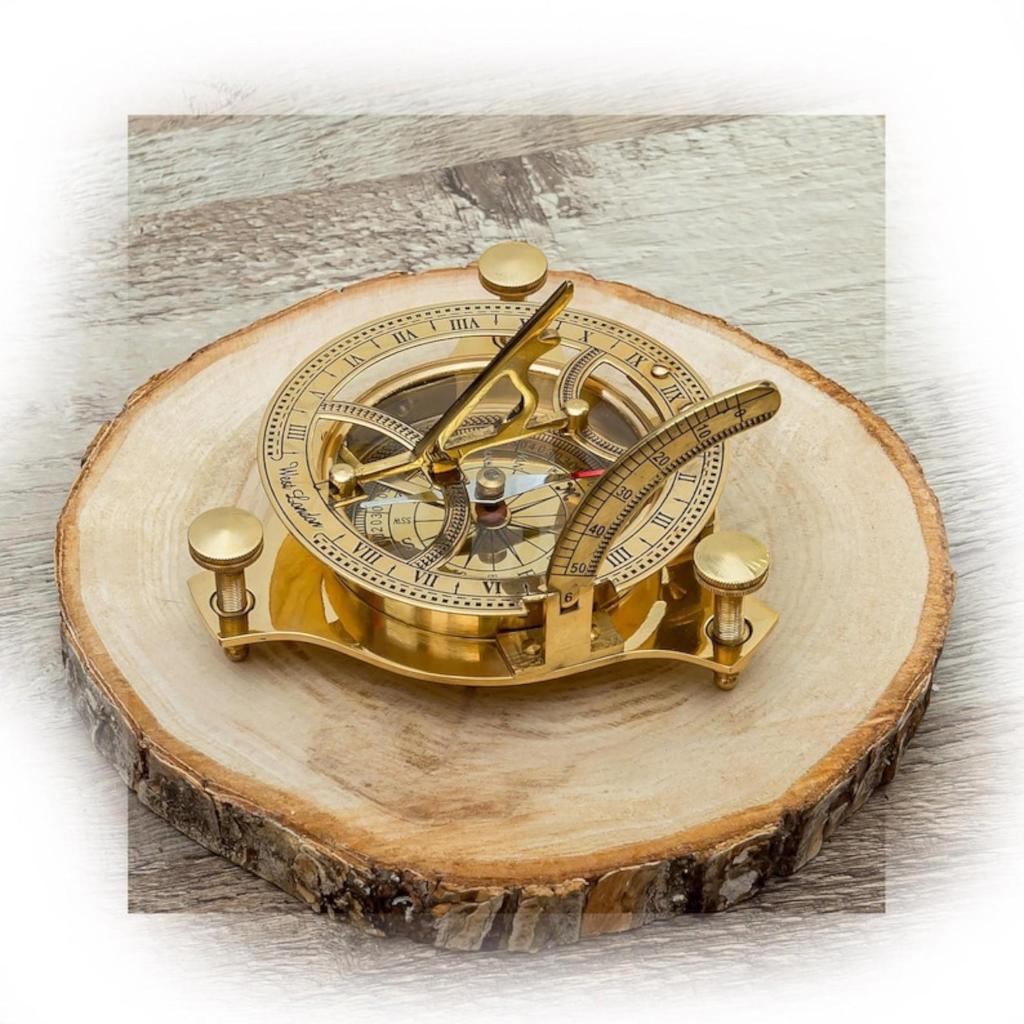 Vintage-Inspired Brass Sundial Compass - Timeless Elegance for Your Space Free Gift Compass Key Chain Christmas Gift