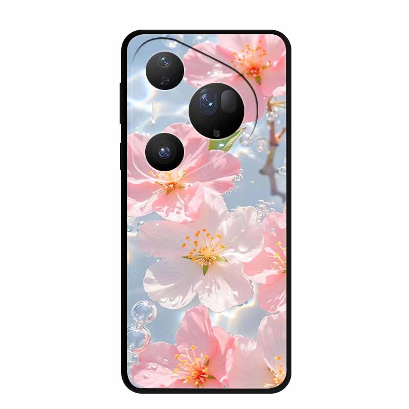 Цветочный чехол для телефона Huawei Pura 70 80 Pro Plus Силиконовый TPU чехол для Pura80 pro+ Pura70 Ultra Para Black Задняя сторона Мягкий защитный