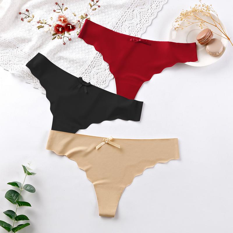 Women Ice Silk Low Waist Thong Sexy G-String Underwear Ladies Panties Seamless Lingerie Bikini Panties
