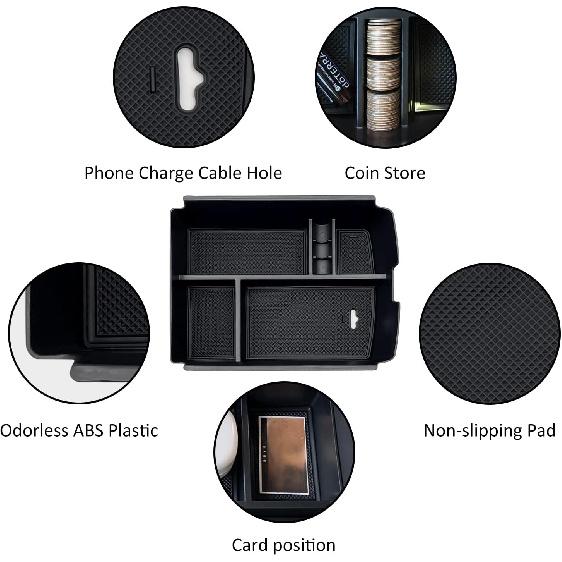 JOJOMARK For VW Atlas And Cross Sport Accessories Center Console Organizer 2018 Ert ABS Armrest Box Secondary Storage (Not Fit For 2024)