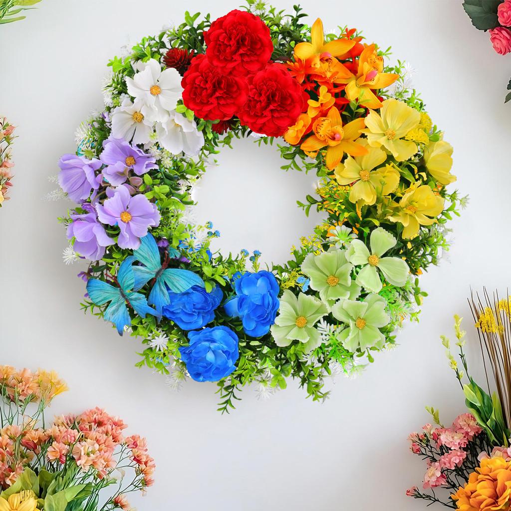 Party Venue Decor Artificial Flower Wreath For Seasonal Events With Durable Plastic And Polyester