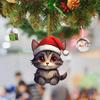 Whimsical Cartoon Style Christmas Cat Hanging Decoration For Cars In Colorful Acrylic Design