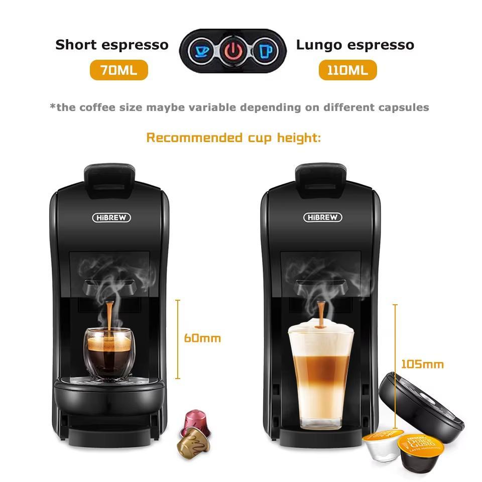 HiBREW H1A 220V Coffee Machine Espresso Cold and Hot Extraction Compatible Multi-capsule Small