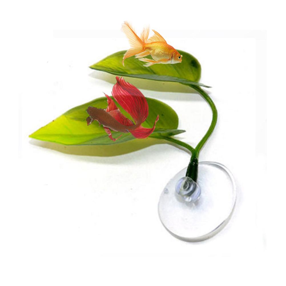 Искусственная листовая подстилка, аксессуары для аквариума, украшение для аквариума, мощная присоска, подставка для рыбок Betta, лист