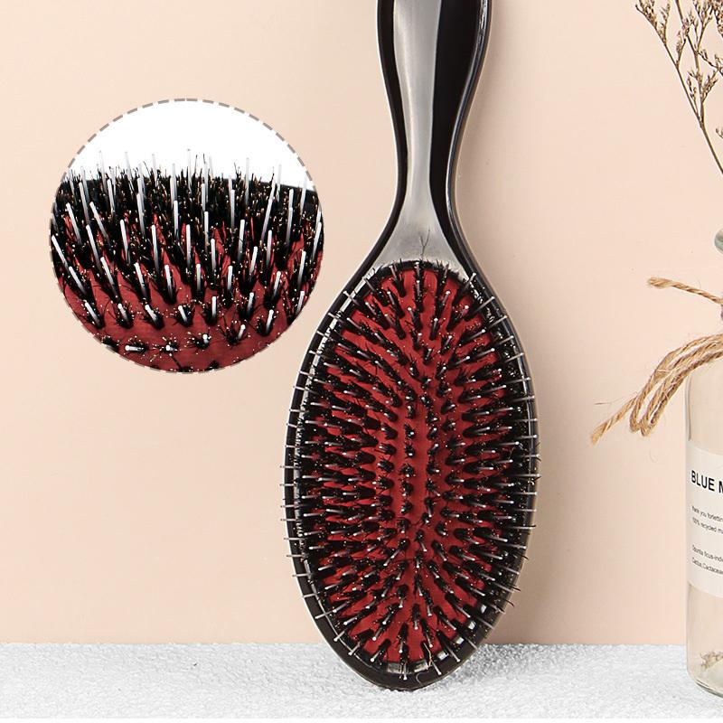1Pc Oval Boar Bristle & Nylon Hair Comb Mini Anti-Static Hair Scalp Massage Comb Hairbrush Salon Hair Brush Styling Tool