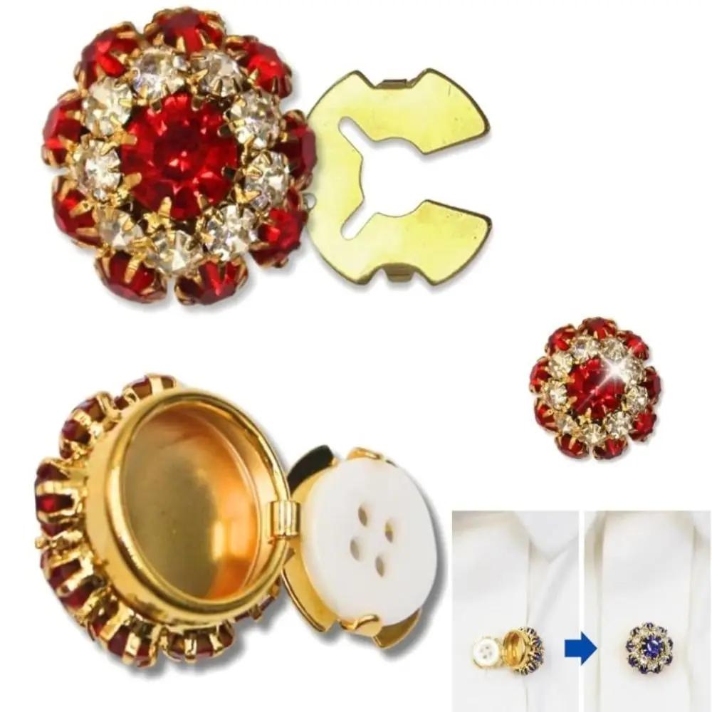 2PCS Rhinestone Rhinestone Button Cover DIY Accessories Alloy Cufflinks Button Cover Shirt Button Box