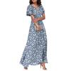 Женские летние платья Повседневные платья макси с короткими рукавами Милые макси-платья с цветочным принтом Платья для гостей свадьбы Шифоновые струящиеся платья