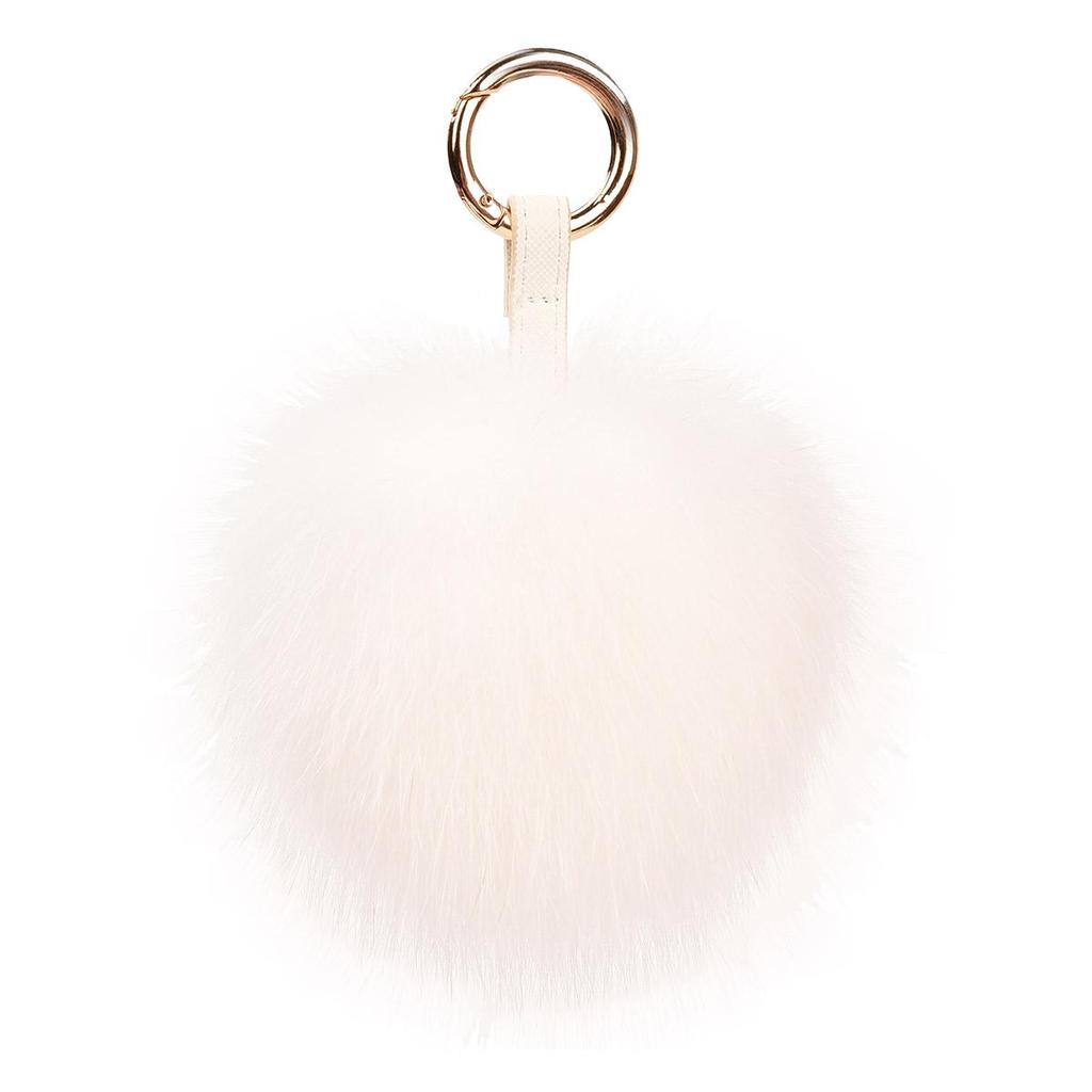 SOMALER Real Fox Raccoon Fur PomPom Keychains Metal Key Ring Recoration for Women Girls