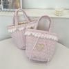 Korean Style Bucket Bag Sweet Fresh Lace Lunch Bag Portable Bowknot Handbag  Student