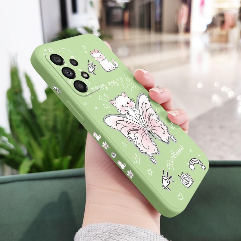 Butterfly Cat Case For Samsung Galaxy A73 A53 A33 A23 A13 A72 A52 A52S A32 A22 A12 A71 A51 A31 A21S 4G 5G Cover