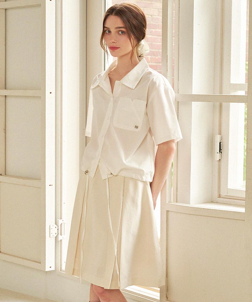 Micene Hygge Stitch Pleated Midi Skirt