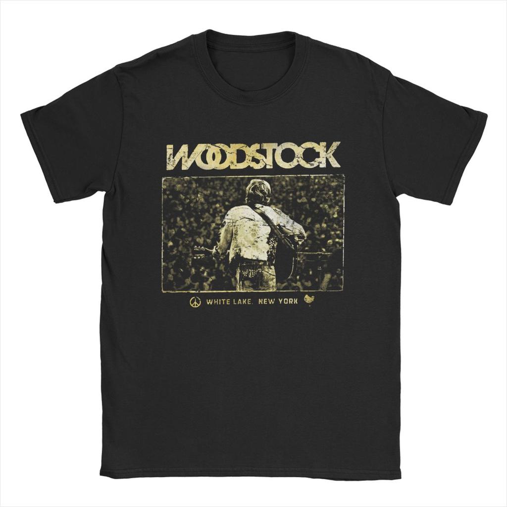 Футболка Woodstock White Lake Crowd Мужская Хлопок Хипстерская Футболка С Круглым Вырезом Футболка С Коротким Рукавом Топы 4XL 5XL - Мужская Сум...