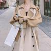 Women's High-End Color Block Trench Coat, Mid-Length, Autumn 2024 Collection