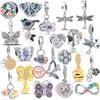 925 Silver Insects Series Colorful Zircon Dragonfly Flower Bee Butterfly Beads Fit Original  Charms Bracelet Fine Jewelry
