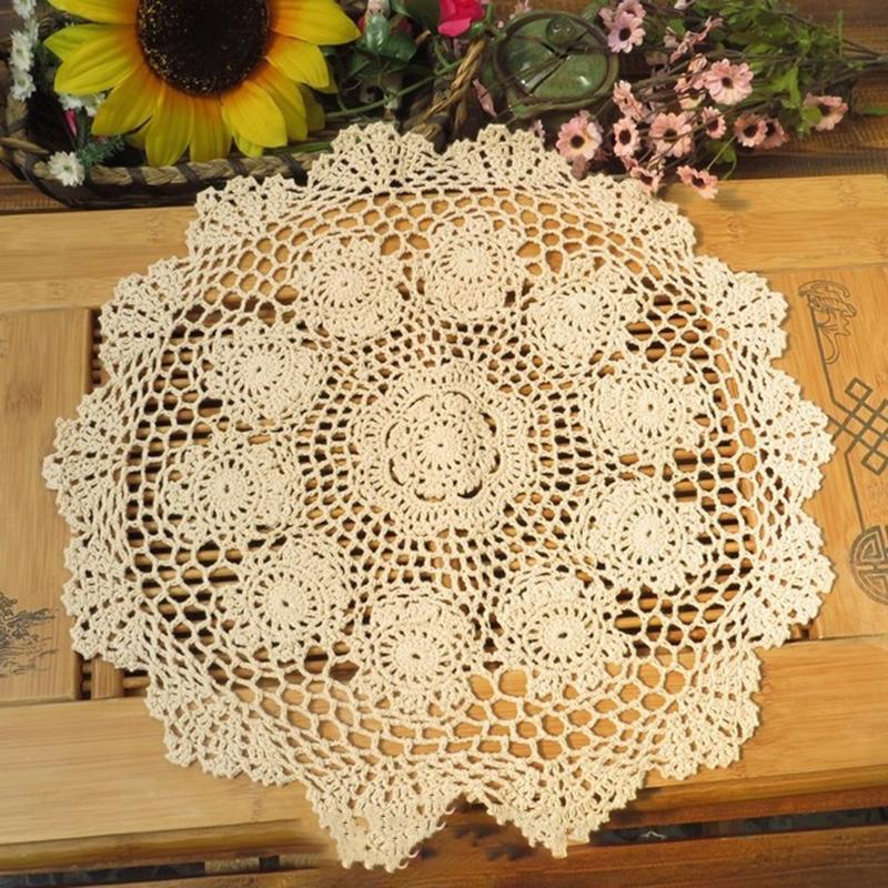 Placemat Table Mat Retro Hollow Round Doilies Home Kitchen Living Room