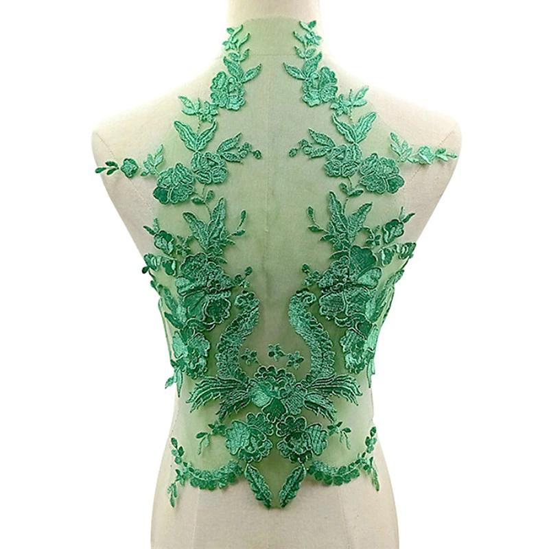 Embroidered Lace Applique Sewing Flower Fabric Collar Patch for Wedding Party Gown Bridal Dress Clothes DIY Crafts