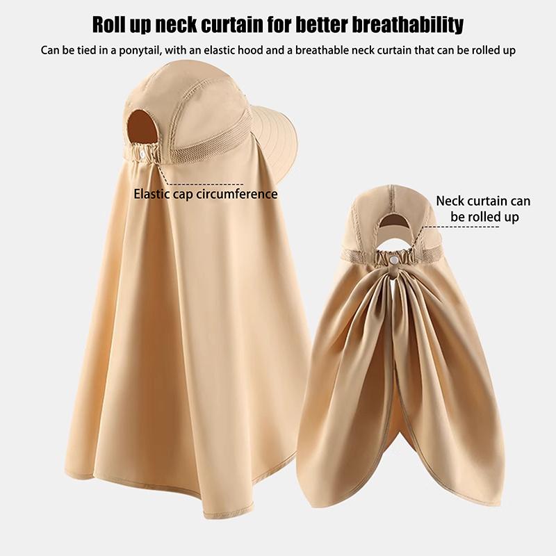 Ice Silk Breathable Outdoors Sunscreen Scarf Hat Summer Protection Sunscreen Uv Protection Three-Dimensional Sunscreen Scarf